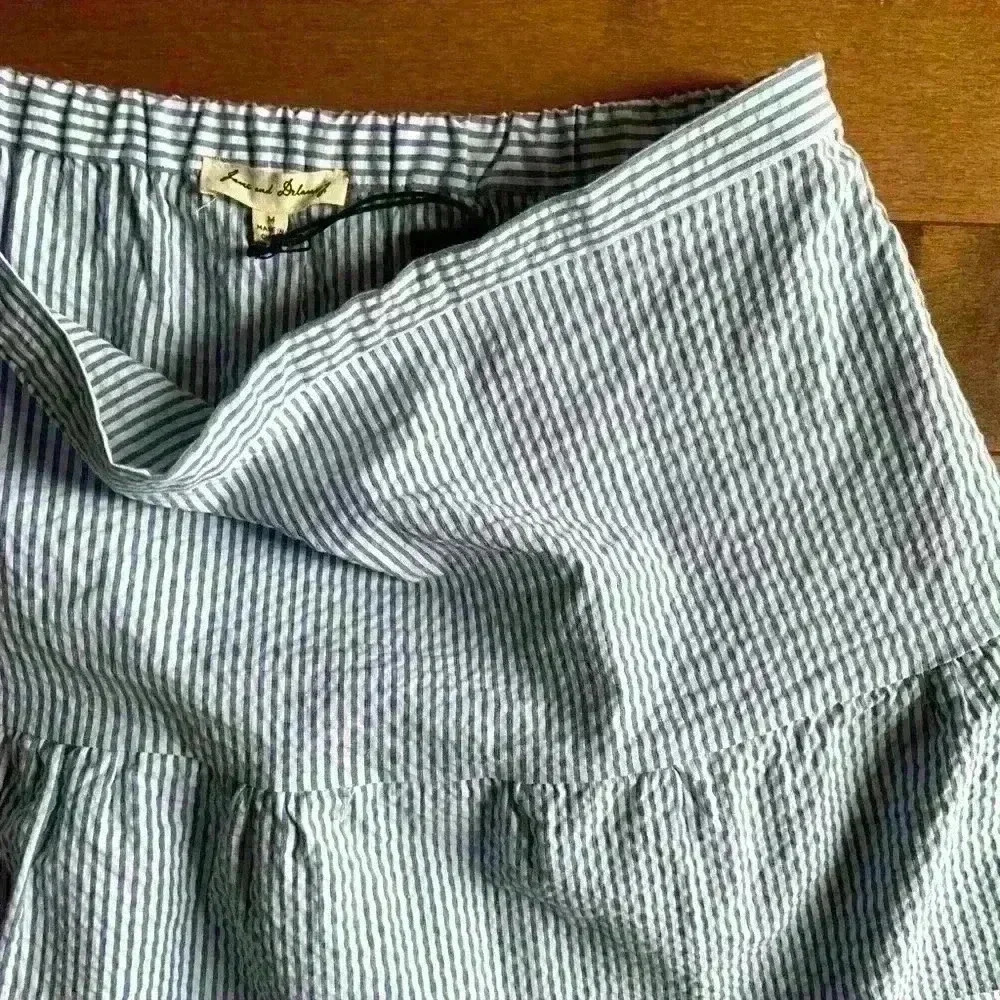 Anthropologie | Jane and Delancey tiered mini skirt blue & white stripe size med - Picture 3 of 4
